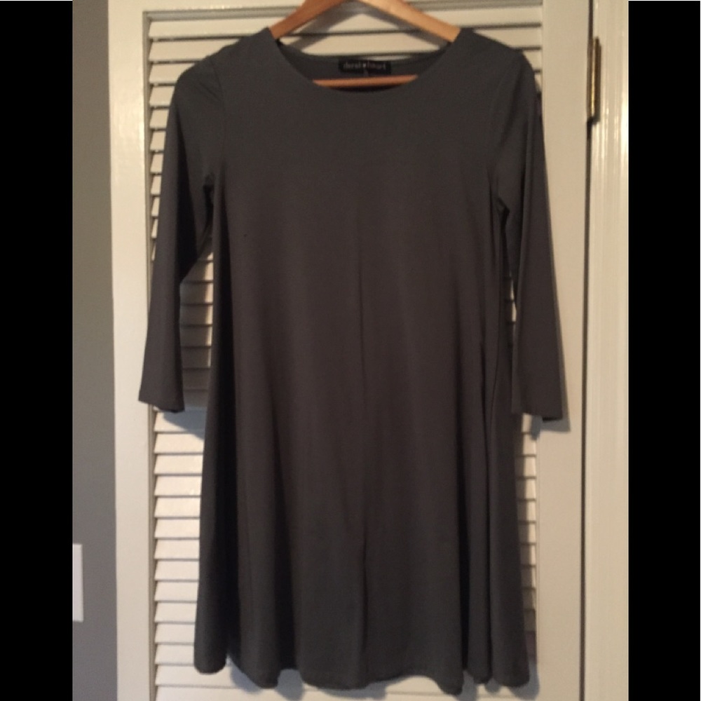Olive green 3/4 sleeve a-line dress